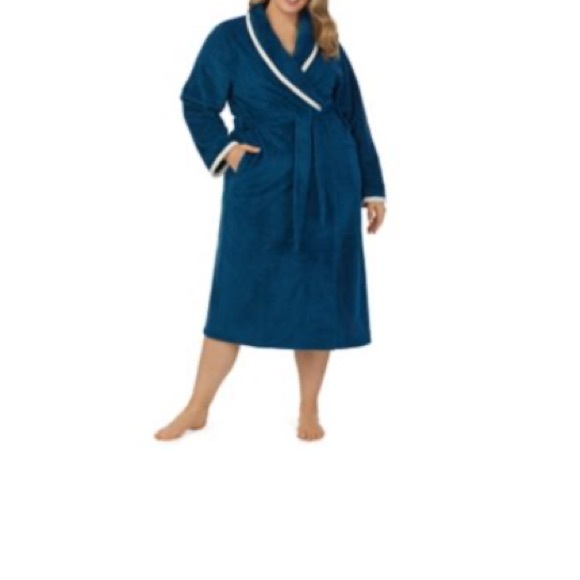 Stan Herman 🆕 Plus Size 1X Dimple Plush Wrap Robe Blue - Picture 10 of 10